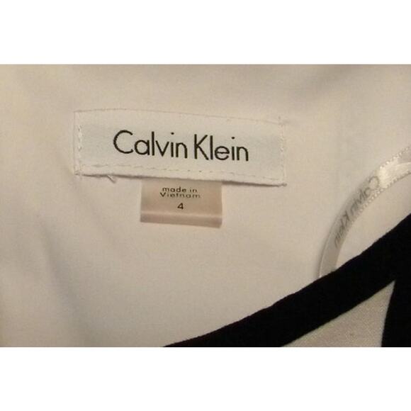 Calvin Klein Women's Size 4 Colorblock Sheath Dress Black White Sleeveless Work - Picture 4 of 7